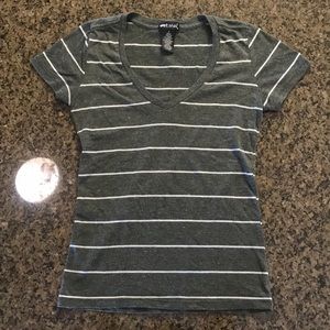 Grey and White Striped Wet Seal Top